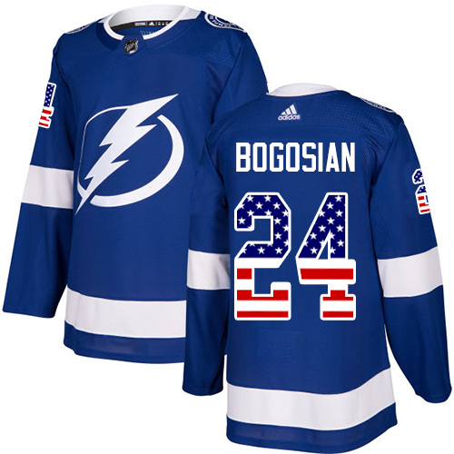 Adidas Tampa Bay Lightning #24 Zach Bogosian Blue Home Authentic USA Flag Youth Stitched NHL Jersey->youth nhl jersey->Youth Jersey